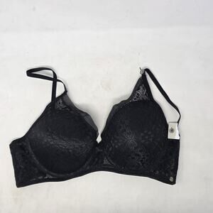 Lucky Brand Black Lace Bra 38C Wireless Adjustable Strap